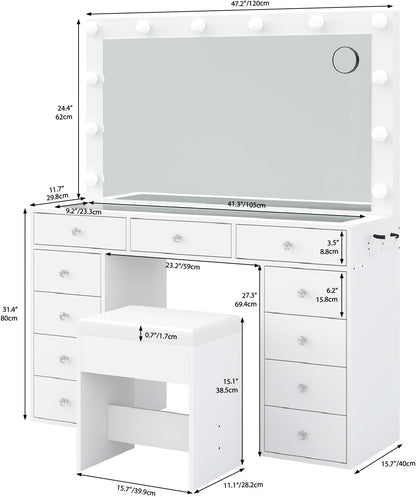 Coiffeuse Élégante avec Éclairage LED